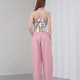 The Wrapline Linen Trouser - Pink