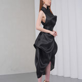 Silhouette Halter Dress - Black