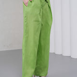 The Wrapline Linen Trouser - Green