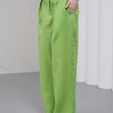 The Wrapline Linen Trouser - Green