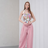 The Wrapline Linen Trouser - Pink