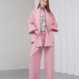The Duality Linen Jacket - Pink White