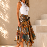 Bohemian Midi Skirt - Teal Pattern