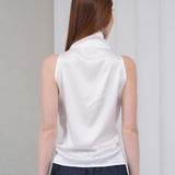 Cascade Silk Cowl Top - Off-White