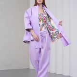 The Wrapline Linen Trouser - Lilac