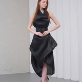 Silhouette Halter Dress - Black