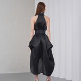 Silhouette Halter Dress - Black