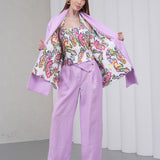 The Duality Linen Reversible Jacket - Lavender Paisley