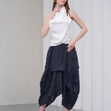 The Collar Linen Skirt - Navy