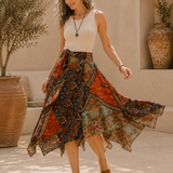 Bohemian Midi Skirt - Orange Babylon