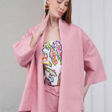 The Duality Linen Jacket - Pink White