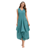 The Juby Linen - Balloon Skirt Dress - Teal