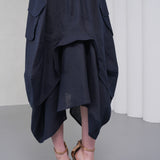The Collar Linen Skirt - Navy