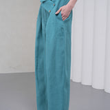 The Wrapline Linen Trouser - Teal