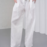 The Wrapline Linen Trouser - White