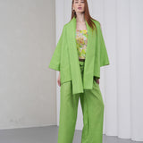 The Duality Linen Reversible Jacket - Green Floral