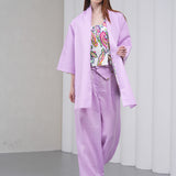The Duality Linen Reversible Jacket - Lavender Paisley