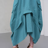 The Collar Linen Skirt - Teal