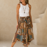 Bohemian Midi Skirt - Teal Pattern