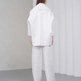 The Duality Linen Reversible Jacket - White Blue Paisley