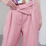 The Wrapline Linen Trouser - Pink