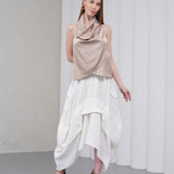 The Collar Linen Skirt - White