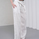 The Wrapline Linen Trouser - White