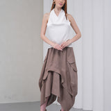 The Collar Linen Skirt - Vizon