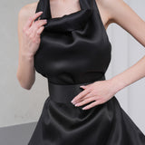 Silhouette Halter Dress - Black