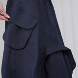 The Collar Linen Skirt - Navy