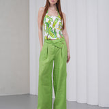 The Wrapline Linen Trouser - Green