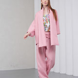 The Duality Linen Jacket - Pink White