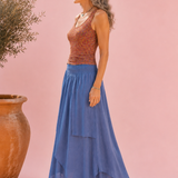 Crinckle FreeSize Skirt - Indigo