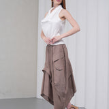 The Collar Linen Skirt - Vizon