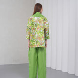 The Duality Linen Reversible Jacket - Green Floral
