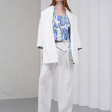 The Duality Linen Reversible Jacket - White Blue Paisley