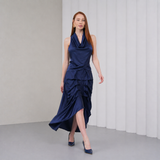 The Vanguard Skirt Silk - Midnight Navy