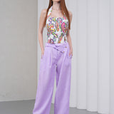 The Wrapline Linen Trouser - Lilac