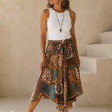 Bohemian Midi Skirt - Teal Pattern