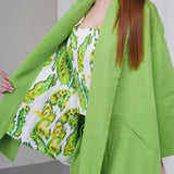 The Duality Linen Reversible Jacket - Green Paisley