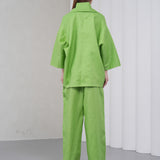 The Duality Linen Reversible Jacket - Green Floral