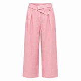 The Wrapline Linen Trouser - Pink