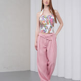 The Wrapline Linen Trouser - Pink