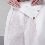 The Wrapline Linen Trouser - White