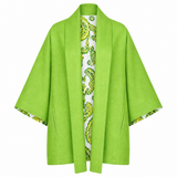 The Duality Linen Reversible Jacket - Green Paisley
