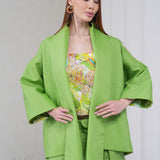 The Duality Linen Reversible Jacket - Green Floral