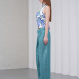 The Wrapline Linen Trouser - Teal