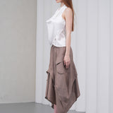 The Collar Linen Skirt - Vizon
