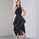 Silhouette Halter Dress - Black