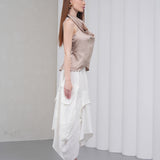 The Collar Linen Skirt - White